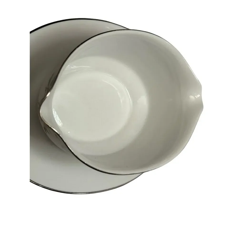 VTG Noritake Biltmore 2581 Gravy Boat Attached‎ Underplate Contemporary China
